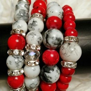Women's Natural Jade Stone Stack Beaded Bracelets